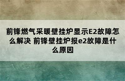 前锋燃气采暖壁挂炉显示E2故障怎么解决 前锋壁挂炉报e2故障是什么原因